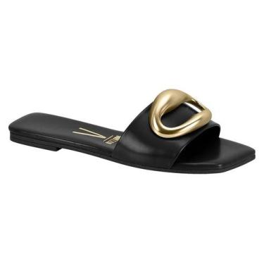 Imagem de Rasteirinha Vizzano Feminina Casual Confortável Delicada, Preto dourad