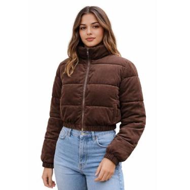 Imagem de Jaqueta Feminina Puffer Casual Facinelli Inverno Acolchoada, Café esc 