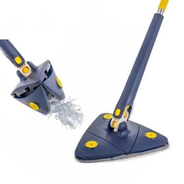 Imagem de Mop Giratório Mop Triangular Esfregão Rodo Mágico para Limpeza com Microfibra 360 Graus Azul Yeet