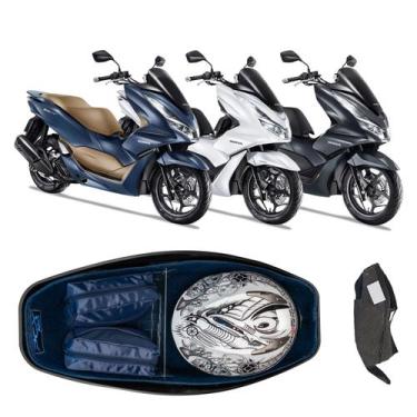 Imagem de Forro Honda Pcx 160 2023 Premium Azul + Guidão + Divisória - Jaspe Ate
