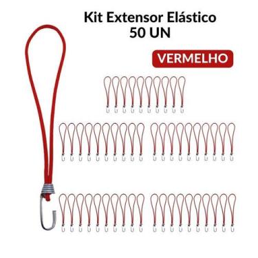 Imagem de Extensor Elástico Borrachinha Corda Lona Caminhão 35Cm C/ 50 Vermelho 