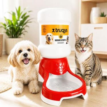 Imagem de Bebedouro Automatico Vermelho Caes Gatos Agua 2L Bebida Pet - PET IN