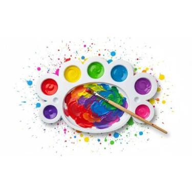Imagem de Paleta Godê Plastico Para Pintura Tinta Aquarela 8 Cavidades Arte Tint