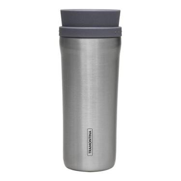 Imagem de Copo Térmico Aço Inox Tramontina Com Tampa Bocal 360º 460ml, Inox