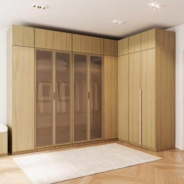 Imagem de Guarda-roupa Modulado de Canto 10 Peças 18 Portas Jade CabeCasa Madeir