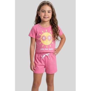 Imagem de Conjunto Verão Infantil Roupa Menina Blusa Cropped com Shorts Confortá