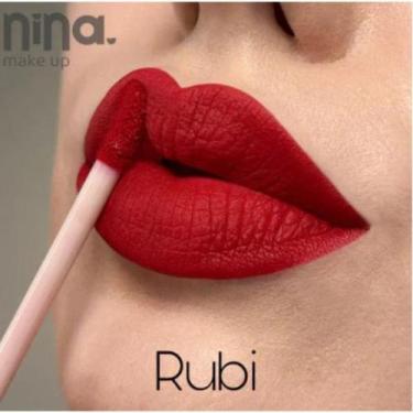 Imagem de Batom Liquido Instant Lips Nina Makeup Efeito Matte Longa Duração Hidr