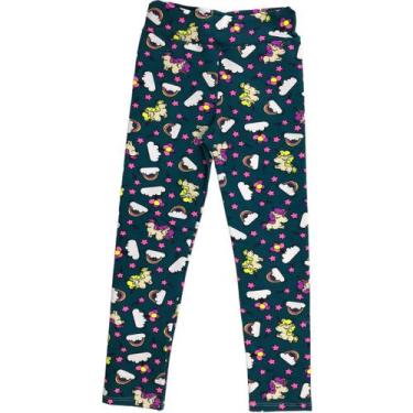 Imagem de Calça legging infantil cotton menina fashion marisa, Verde unicórnio, 