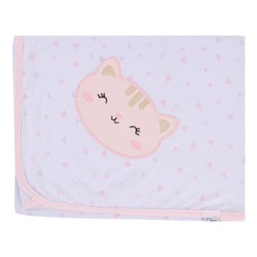 Imagem de Manta Bebê  Mami Bichuus Em Malha Estampada Bordado Rosa - Mamis Bichu