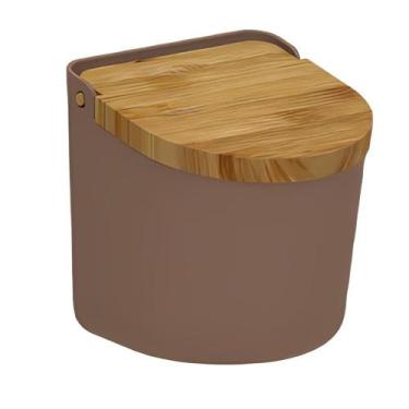 Imagem de Saleiro De Mesa Ou Lume Tampa Bambu Cozinha Mesa Posta - Marrom, Marro