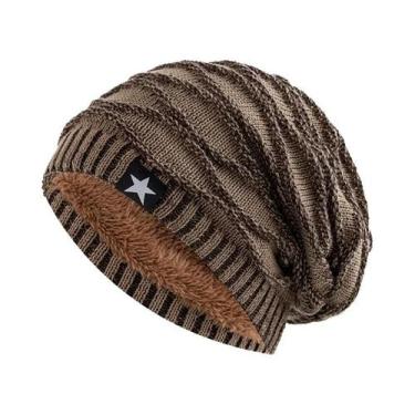 Imagem de Gorro De Inverno Unissex Com Forro De Pelúcia, Quente, Tricotado, Com 