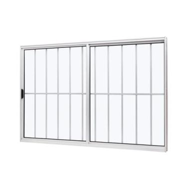 Imagem de Janela de Aluminio de Correr Lateral 100x150cm 2 Folhas com Grade e Vi
