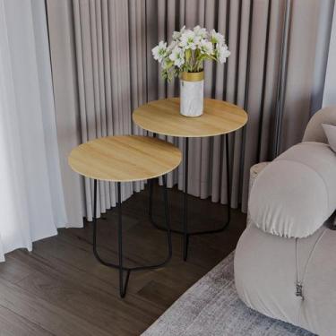 Imagem de Conjunto Mesa Lateral de Canto Trude 55cm x 45cm x 45cm Marrom - Previ
