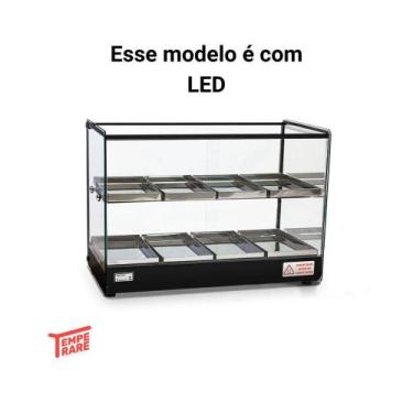 Imagem de Estufa Vitrine Quadrada Dupla Led Salgado 8 Bandejas EVR Titã, 110V