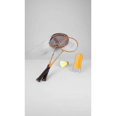Imagem de Kit Badminton 2 Raquetes 3 Petecas Nylon - Congratulations Store