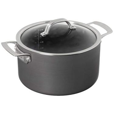 Imagem de Viking Forno holandês antiaderente, panela antiaderente anodizada rígida de 6 litros com tampa de vidro, pode ser lavada na lava-louças e no forno, pronta para indução, cinza