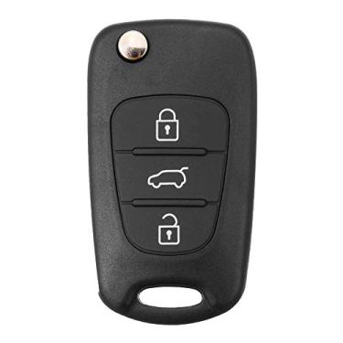 Imagem de YJADHU Capa de chave de carro de 3 botões Capa de capa de chave remota, adequada para Kia Ceed Picanto Sportage para Hyundai i20 i30 ix35