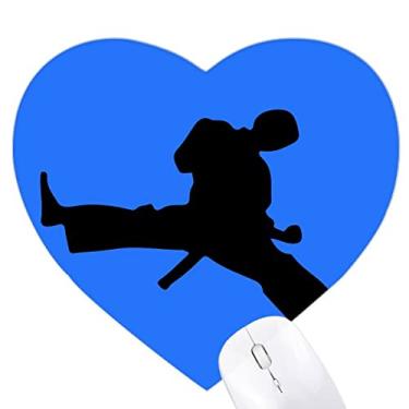 Imagem de Mousepad japonês Taekwondo com contorno de coração marcial, tapete de borracha para escritório
