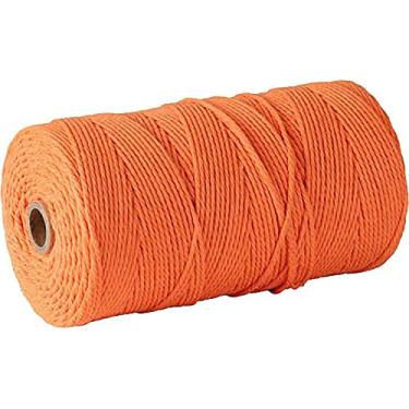 Imagem de Cordão de macramê, 3 mm x 300 m (cerca de 200 m) corda macia não manchada 100% algodão natural para pendurar plantas artesanais (laranja)