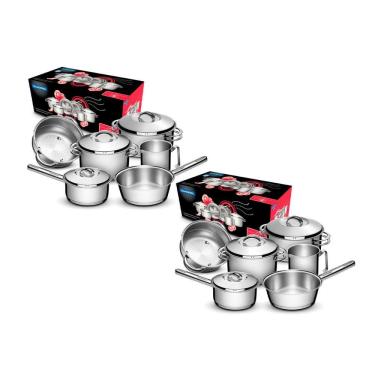 Imagem de KIT - 2 Jogos de Panelas Solar 6pçs inox