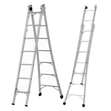 Imagem de Escada Profissional de AlumInio Extensiva 13 Degraus 2X1 ALUSTEP P013