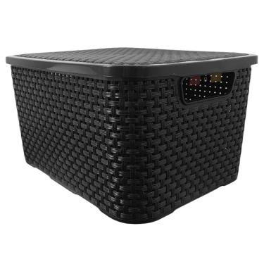 Imagem de Caixa Plastica Organizadora Rattan Preto 40 Litros