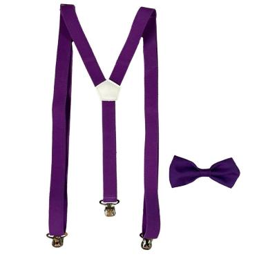 Imagem de Kit Suspensório E Gravata Borboleta Infantil Roxo Rubi