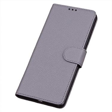Imagem de Capa para Samsung Galaxy S22/S22plus/S22 Ultra, Capa de couro legítimo fina com suporte slot para cartão de crédito Proteção de câmera à prova de choque Flip Carteira Capa, Cinza, S22 15,4 cm