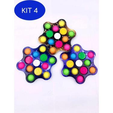 Imagem de Kit 4 Pop It Spinner Fidget Toy Giratório Antistress Com
