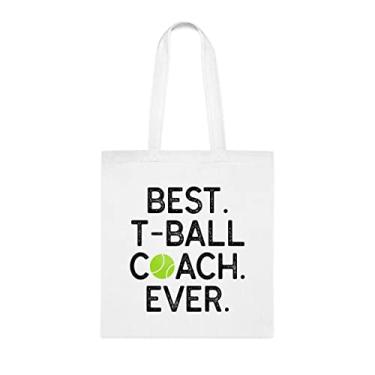 Imagem de Bolsa tote Tball Coach, Best Tball Coach Ever Tote Bag, Presente Tball Coach, Presente para Treinador Tball, Bolsa de ombro Tball Coach, Bolsas reutilizáveis Tball Coach, Ideia de de Natal, Branco