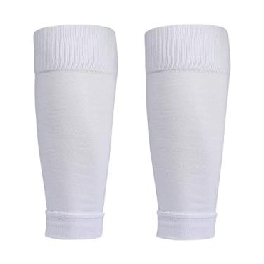 Imagem de meias de caneleira protegem a panturrilha, meias de proteção de perna para treinamento de futebol (WHITE,Medium)