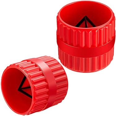 Imagem de 2 peças de tubo de alargador interno e externo vermelho e tubo de rebarbação Reamer Tubulação Chanfro Ferramenta para PVC/PPR/Cobre/Latão/Alumínio (3/16" a 1-1/2")