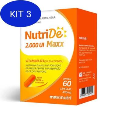 Imagem de Kit 3 Nutride Vitamina D 2000 Ui Cálcio E Fósforo 60 Cap Maxinutri