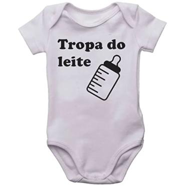 Imagem de Body infantil tropa do leite roupinha de bebe neném bori Cor:Branco;Tamanho:RN;Gênero:Unissex