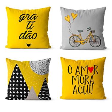 Imagem de Kit 4 capas para almofadas gratidão e amor mora aqui 40X40