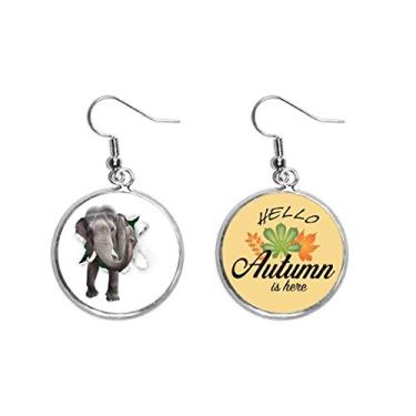 Imagem de Animal Paper Breaks Impact Elephants Ear Pendente Folha Outono Brinco Joia