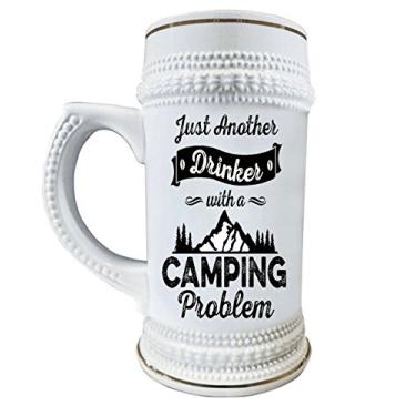 Imagem de Caneca de cerâmica para manchas de cerveja Just Another Drinker with a Camping Problem, 650 ml