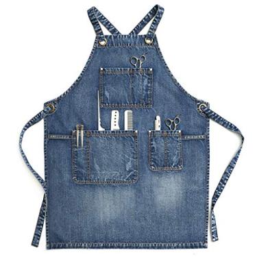 Imagem de Jeanerlor â€“ avental de brim com bolsos para mulheres e homens â€“ estilo de lavagem | , ajustável P a EG, AIWQ19LM, Denim Blue M, Adjustable:S to L