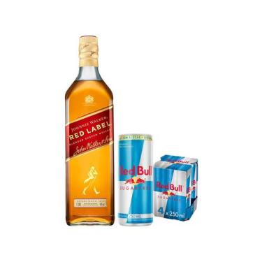 Imagem de Kit Whisky Johnnie Walker Red Label Escocês - 1L + Energético Red Bull
