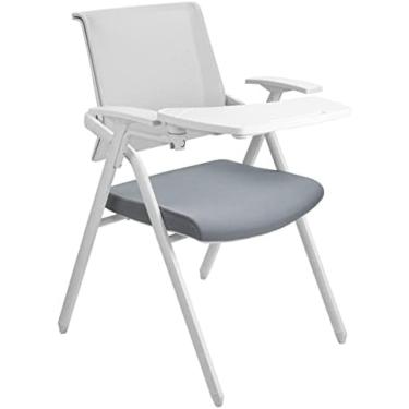 Imagem de Cadeira Dobrável Cadeira De Treinamento Com Placa De Mesa Cadeira De Conferência Dobrável Com Placa De Escrita Pessoal Sala De Reuniões Para Alunos Cadeira De Treinamento Para Trás,Off White,Hilar