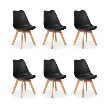 Imagem de Kit 6 Cadeiras Eames Wood Leda Design Preta