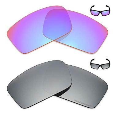 Imagem de Mryok+ 2 pares de lentes polarizadas de substituição para óculos de sol Oakley Twitch – Rosa cobalto/titânio prata