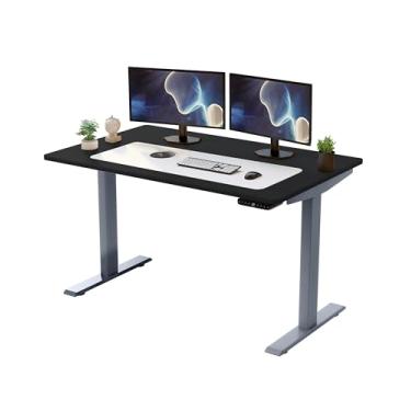 Imagem de Mesa de pé elétrica Rise Up, altura ajustável, 68,5 a 119,4 cm, mesa de pé preta com motor duplo, 122 x 76 cm, suporte para computador, escritório em casa, escritório, cinza