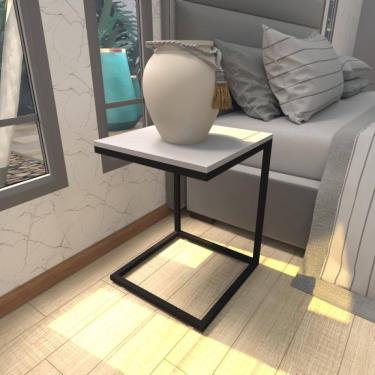 Imagem de Mesa De Cabeceira Industrial Cinza Mdf Canto Quarto Mesas De Cabeceira Mesinha Cabeçeira Cabiceira