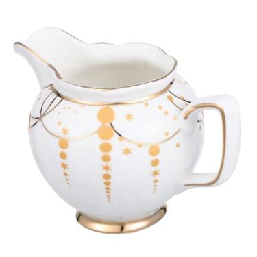 Imagem de Açucareiro estilo europeu com borda dourada jarra de creme de cerâmica derramador de creme xarope jarro de água leiteira de porcelana copos de leite de cerâmica luxo leve molho