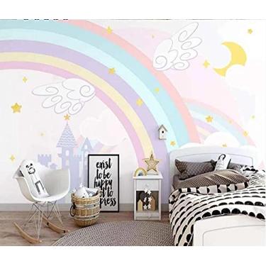Imagem de Papel de parede pintado à mão Castelo Arco-íris Quarto Infantil -480 cm (L) x 290 cm (A)