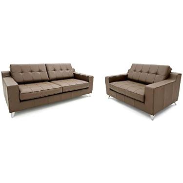 Imagem de Conjunto 2 Sofás Herval 2 e 3 Lugares Cross, Couro Marrom