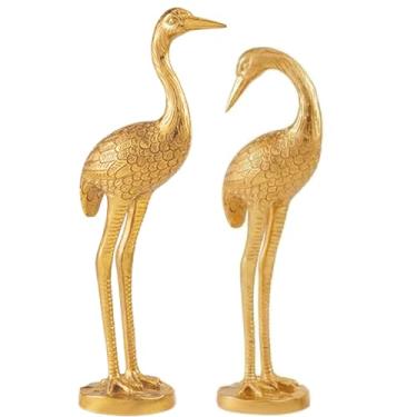 Imagem de Par de Escultura Decorativa Passaro Garça ll Dourada em Resina Premium