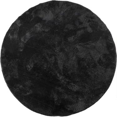 Imagem de Tapete Redondo 1,20m Quarto Sala Escritório Pelo Macio. (Preto)