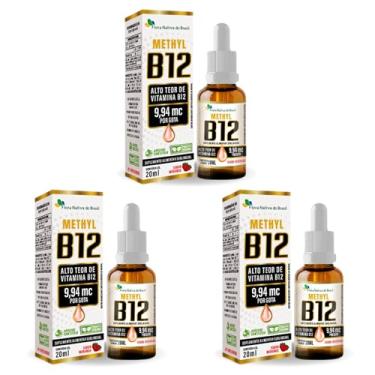 Imagem de 3x Vitamina B12 Sublingual (Metilcobalamina) 20Ml Gotas Flora Nativa